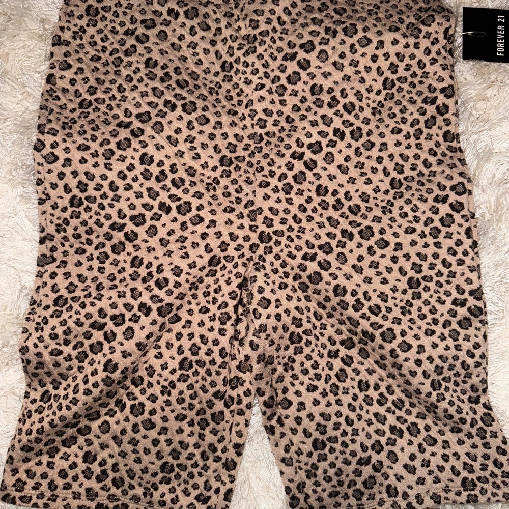 Forever 21 Animal Print Shorts - Black and Tan